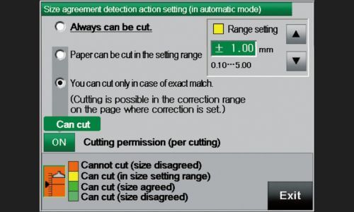 size agreement detection function on touchscreen panel of sc series